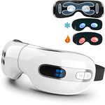 Fmlave Eye Massager with Heat and Cooling, Rechargeable Eye Care Machine with Compression Music, Adjustable Elastic Band, Reduce Eye Strain Dark Circles Improve Sleep Eye Massager Machine