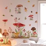 Runtoo Fairy Mushroom Wall Stickers Butterfly Elf Wall Art Decals Girls Bedroom Kids Nursery Home Decor