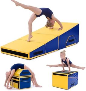 MABOZOO 3-In-1 Folding Gymnastic Incline Mat, Cheese Wedge Mat for Kids