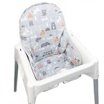 ZARPMA Cotton Seat Covers for IKEA Antilop Highchair,Cotton Surface and Cotton Padded,Forest Pattern Foldable Baby Highchair Cover for IKEA Child Chair Cushion(Grey Forest)