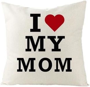 I Love My Mom Pillow Cover 18x18 Decorative Pillowcase Mothers Day Birthday Gifts for Mom Mommy Mama Christmas Xmas Gifts from Daughter Son Kids Thoughtful Mom’s Pillow Cushion Cover Cases