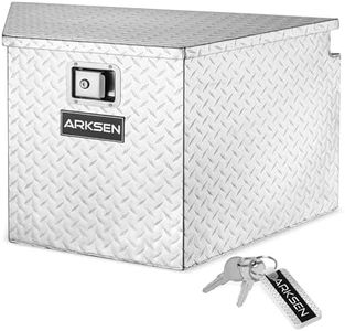 ARKSEN 33 Inch Heavy Duty Diamond Plate Aluminum Trailer Tongue Box Pickup Truck Tool Box Storage Organizer with Weather Resistant Seal, Lock & Keys - Silver