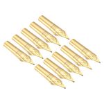 PATIKIL 0.5-0.7mm Line Width Fountain Pen Nib Replacement, 10 Pack 304 Stainless Steel Ink Dip Calligraphy Pen Nib for Drawing Writing, Gold