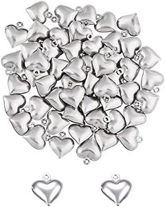 UNICRAFTALE About 100pcs Puffy Heart Charm Tiny Love Pendant Stainless Steel Charm Hypoallergenic Metal Charm 1.2mm Small Hole for DIY Jewelry Findings Making 11mm Wide