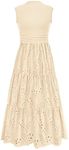 PRETTYGARDEN Summer Dresses for Women 2025 Casual Eyelet Tank Top Sundress Sleeveless Wedding Guest Maxi Dress with Pockets (Beige,XX-Large)