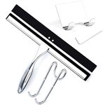 Shower Squeegee for Glass Doors, 12 Inches Bathroom Squeegee with Spare Silicone Blade, Shower Door Hook and Adhesive Hook, Stainless Steel Bathroom Squeegee for Mirror Window (12in-Silver-1 Pack)