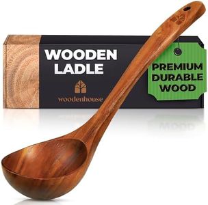 Wooden Ladle for Cooking, Soup Spoon Ladle – Teak Wooden Serving Spoon, 12.4″ Handle, Medium Scoop Size 2 oz – Eco Friendly, Natural and Sustainable