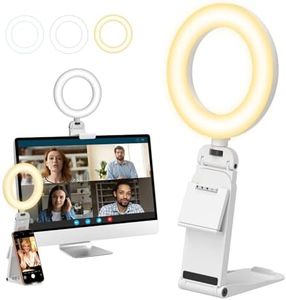Ring Light for Laptop Desk Clip On,Small Computer Video Conference Lighting with Stand for Phone/Webcam/Monitor,5" Portable Mini LED Selfie Light Desktop for Zoom Meeting/Video Call/Recording(White)