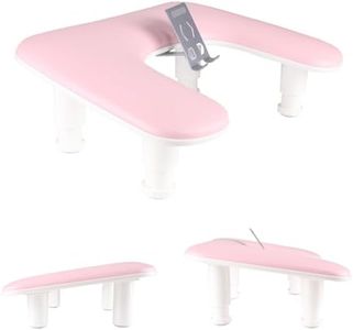 Arm Rest for Nails Tech with Rotating Phone Holder, MZCMSL U - Shaped Adjustable Manicure Hand Rest Stand (Pink)