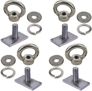 Pmsanzay 4 Pack Heavy Duty Eye Bolt, Stainless Steel - M8 Eye Nuts, Track Mount Tie Down Eyelet to Hold Your Bungee Cord or Ropes Anchoring, Anchoring kit