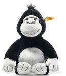 Steiff 069116 Original Bongy Gorilla, Soft Toy Approx. 30 cm, Brand Plush with Button in The Ear, Cuddly Friend for Babies from Birth, Black and Light Grey