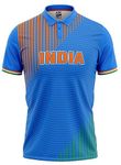 India ICC T20 World Cup 2016 Blue Cricket Fan Jersey - Perfect for Fans of All Ages - Advanced 100% Dryfit Polyester (India ICC T20 WC 2016 Medium - 40)