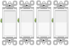 Greencycle Light Switch Rocker,4Pack 15 Amp Single Pole Light Switch White,SP Paddle Light Switch,120V-277V AC,On/Off Wall Switch,Residential/Commercial Grade,Home & Office,UL Listed