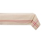 DII French Stripe Tabletop Collection Farmhouse Style Dining Table Linen Tablecloth, 60x120, Taupe/Red