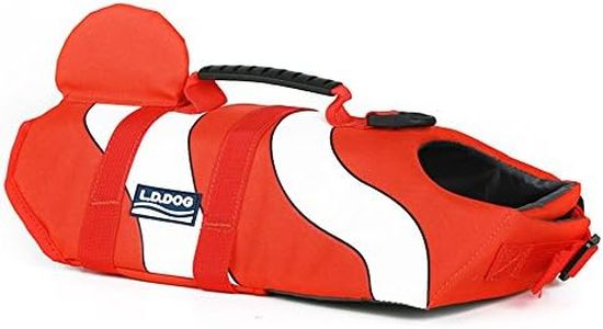 HAOCOO Dog Life Jacket Vest Saver Safety Swimsuit Preserver with Reflective Stripes/Adjustable Belt Dogs (Red Fish, Large)