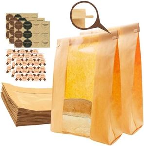 Bread Bags for Homemade Bread Sourdough - 50 Pack Large Paper Bread Bags for Sourdough with Tintie Tab Lock, 90pcs Stickers, Clear Front Window: Sourdough Bread Bags for Gifting