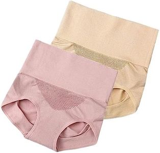 AKADO Cotton High Waist Panties Tummy Control Underwear Ladies Briefs Shapewear Double Layer Half Body Shaper Underwear for Women - 2pc, Free Size. (Pink + Skin)