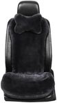 MLOVESIE Genuine Sheepskin Car Seat Cushion Australian Natural Wool Auto Seat Cover Soft Fur Pad Comfort Warm Winter Office Chair Wheelchair Universal Fit