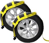 DC Cargo Tow Dolly Basket Straps with Flat Hooks | 2-Pack | Car Wheel Straps for Auto Hauling