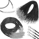 500 Pieces Waxed Necklace Cord with Clasp Bulk Black Waxed Cotton Cord with Jewelry Clasps Necklace Rope for Bracelets Necklace and DIY Jewelry Making and Beading Supplies