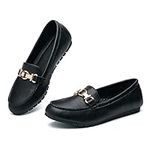 Cvistpieo Loafers for Women Casual Moccasins Women's Comfortable & Lightweight Penny Loafers Slip On Flat Shoes, Black Napa Leather, 10 Wide