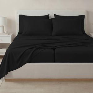 Southshore Fine Living, Inc. 7-Piece Split King Sheets Set for Adjustable Bed, 16-Inch Deep Pocket, Wrinkle-Free, Soft Microfiber Bedsheets, Fade Resistant Luxury Sheet Set Split King Size - Black