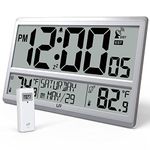 LFF Atomic Clock 4.5" Numbers, Atomic Wall Clock with Indoor & Outdoor Temperature，Never Needs Setting, Battery Operated, Date, Time, Wireless Outdoor Sensor, Jumbo Display Easy to Read