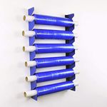 MegaMaxx Heavy Duty Steel Shrink Wrap Stretch Pallet Film Reel Roll Holder - Fits 6 Standard Sized Rolls with Upto 56mm Core - Organizer and Dispenser Store - Blue