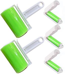 Sticky Lint Roller 5 Pack, Reusable Washable Lint Roller Pet Hair Remover Cleaner with Cover for Clothes, Pet Hairs, Carseats, Include Medium/Small Size (Green)