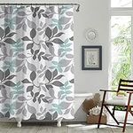 Bodico PEVA Shower Curtain, Ethylene Vinyl Acetate Curtains with Teal/Grey Pattern,Standard-Sized Bathtubs & Showers, Durable PEVA,Water Repellent, Packaging Hanger with Header,70" L x 72" W Inches