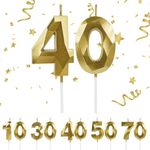 URAQT 40th Birthday Candles 3D Shape,Birthday Cake Candle,Birthday Number Candle Gold Glitter Decorative Suitable for Birthday Anniversary Wedding Party Graduation Party