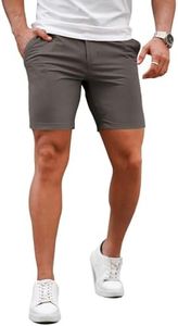 GINGTTO Mens Slim Fit Shorts Skinny Chino Short Shorts Tapered Leg Stretch (Grey6,34)