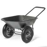 XtremepowerUS 5 cu/ft Utility Garden Wheelbarrow Cart 16" Tires Dual-Wheel Built-in Stand Flat-Free 330 LBS Capacity Metal Tray