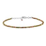 InfinityGemsArt Natural Unakite Full Micro Beads Dainty Bracelet Jewelry for her, Birthstone, Energy Healing Crystals, Silver Plated Chain 8 inch