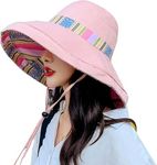 Alexvyan Large Wired Pink Designer Bucket Cap Hats Reversible for Women UV Protection Wide Brim Summer Cap for Girls Hat UV Protection Breathable Casual Beach Hat, Sun Protection Cap for Women