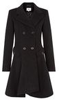 De La Creme - Women's Wool & Cashmere Jacket Ladies Winter Double Breasted Flary Coat (UK 10/EU 36/US 8/S, Black)