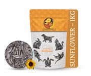 Foodie Puppies Striped Sunflower Seeds Bird Food - (1kg, Pouch) for Parrots, Parakeets, Lovebird, Cockatiels, Macaws, Conures, Budgies, African Grey, Cockatoo, & Java Birds