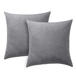 Decor Throw Pillows Velvet Cushion Cover Handmade Square Throw Pillow Covers Thick and Durable for Chair Decorative Pillowcase, 18"x18"(45cm), Grey, 2 Pack