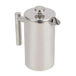 Queiting 800ml French Press Coffee Maker Stainless Steel Coffee Brewing Machine Filtered Coffee Tea Maker Plunger Mixing Tank Large Capacity Double-Wall Insulated Stainless Steel