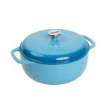 Lodge 6 Quart Enameled Cast Iron Dutch Oven with Lid – Dual Handles – Oven Safe up to 500° F or on Stovetop - Use to Marinate, Cook, Bake, Refrigerate and Serve – Cornflower Blue