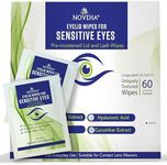 NOVEHA Eyelid Wipes - For Delicate Lashes and Eyelids - With Hyaluronic Acid, Chamomile, and Aloe Vera - Individually Wrapped Pre-moistened Pads (60 Wipes)