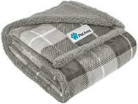 PetAmi Dog Blanket for Bed, XL Pet Blanket Large Dogs, Fleece Furniture Couch Cover Protector Sofa Car Crate Kennel, Soft Sherpa Cat Throw Plush Reversible Washable, Twin 60x80 Plaid Light Gray