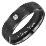 Willis Judd Mens Titanium Ring Engraved I Love You Cz Stone In Gift Box 7mm Wedding Band Ring for Men Engagement Ring Comfort Fit Size Q