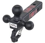 TOPTOW 64011 Trailer Tri Ball Hitch Mount with Beast Hook Matte Black Fits for 2 inch Receiver Towing Box