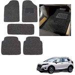 Cabix Car Grass Noodle Mat, PVC Anti Skid Footmat, Comfortable Complete Car Floor Mat for Honda Wr-V (Set of 5, Black Grey)