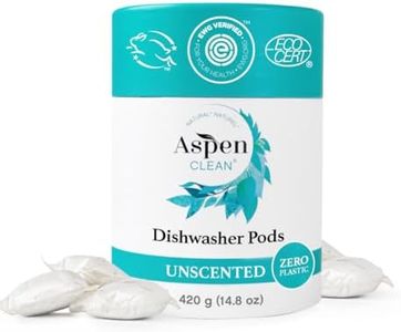 Unscented Dishwasher Pods by AspenClean, Dye-Free, Zero Plastic, EWG Verified™, Vegan, Eco-Friendly, Natural Dishwasher Detergent - 28 Count