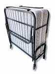 PALMEN Vento Rollaway Folding Foam Bed with Mattress, 6 inch Foldable Foam Mattress 75x36 inch Powder Coated Black Matte.