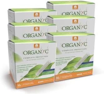 Organyc - 100% Certified Organic Cotton Tampons - Plant-Based Eco-Applicator, Super Plus, 16 Count(Pack of 6)