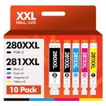 10 Pack 280 281 XXL for Canon 280 281 Ink Cartridges for PGI-280XXL CLI-281XXL PGI280 CLI281 for PIXMA TR7520 TR7620 TR8520 TS6120 TS6220 TS8120 TS8220 Printer (10 Value Multipack, Combo Pack)