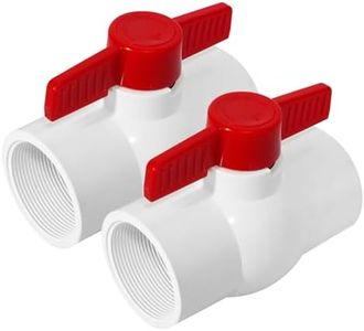 YADIAN 2 Pack 2'' PVC Ball Valves, T-handle Water Shut-Off Ball Valve Threaded (NPT), PVC Ball Valve 2 inch for Water Project, Swiming Pool, Sewage Pump, Irrigation System, Rated at 150 PSI, Thread